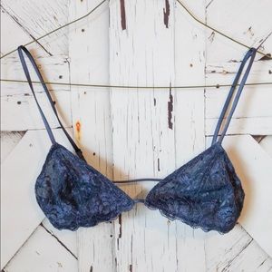 Free People Navy Lace Bralette Small